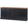 HELLIN Buffet Bas En Bois Noir 4 Portes 4 Tiroirs - DALILA - Noir