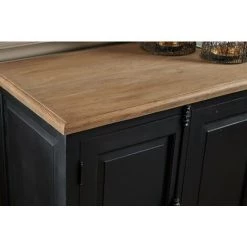 HELLIN Buffet Bas En Bois Noir 4 Portes 4 Tiroirs - DALILA - Noir -Buffet et enfilade Soldes 64088645 3