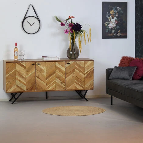 DIMEHOUSE Hunter Buffet Industriel Bois Acacia 160x40x76cm - Marron, Noir 1 DIMEHOUSE Hunter Buffet Industriel Bois Acacia 160x40x76cm - Marron, Noir