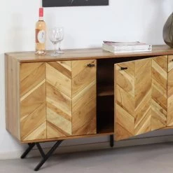 DIMEHOUSE Hunter Buffet Industriel Bois Acacia 160x40x76cm - Marron, Noir 7 DIMEHOUSE Hunter Buffet Industriel Bois Acacia 160x40x76cm - Marron, Noir -Buffet et enfilade Soldes 64091230 3