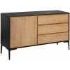 ALTOBUY KEVIN - Buffet 1 Porte 3 Tiroirs Aspect Bois Noir Et Naturel - Marron Foncé