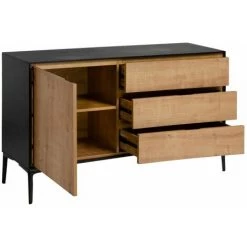 ALTOBUY KEVIN - Buffet 1 Porte 3 Tiroirs Aspect Bois Noir Et Naturel - Marron Foncé 7 ALTOBUY KEVIN - Buffet 1 Porte 3 Tiroirs Aspect Bois Noir Et Naturel - Marron Foncé -Buffet et enfilade Soldes 64109958 3