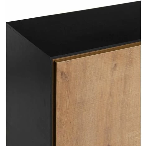 ALTOBUY KEVIN - Buffet 1 Porte 3 Tiroirs Aspect Bois Noir Et Naturel - Marron Foncé 4 ALTOBUY KEVIN - Buffet 1 Porte 3 Tiroirs Aspect Bois Noir Et Naturel - Marron Foncé – Image 4