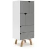 Buffet Haut 4 Portes 2 Tiroirs L57 X H140 Cm - Tokio - Calicosy - Gris Anthracite - Gris Anthracite