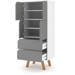 Buffet Haut 4 Portes 2 Tiroirs L57 X H140 Cm - Tokio - Calicosy - Gris Anthracite - Gris Anthracite -Buffet et enfilade Soldes 64147854 3