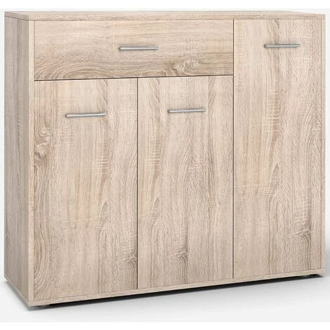 GOPLUS Buffet De Rangement Sur Pied Avec 1 Tiroir Et 3 Portes, Commode De Rangement Rectangulaire Avec ?tagères Ajustables Et Pieds Antidérapants, Charge Max 20KG (90x29x82CM-1 Tiroir 3 Portes, Chêne) 1 GOPLUS Buffet De Rangement Sur Pied Avec 1 Tiroir Et 3 Portes, Commode De Rangement Rectangulaire Avec ?tagères Ajustables Et Pieds Antidérapants, Charge Max 20KG (90x29x82CM-1 Tiroir 3 Portes, Chêne)