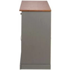 NO-NAME Bahut 3 Portes 3 Tiroirs Pin Massif Grisé FLAINE - Gris -Buffet et enfilade Soldes 64152676 4