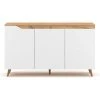 Buffet Scandinave 3 Portes L140 Cm - Décor Bois Et Blanc - Tree - Calicosy - Blanc