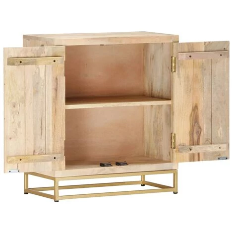 FUHUIDATRADING Buffet Doré 60 X 30 X 70 Cm Bois De Manguier Massif 2 FUHUIDATRADING Buffet Doré 60 X 30 X 70 Cm Bois De Manguier Massif – Image 2