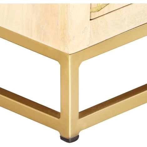 FUHUIDATRADING Buffet Doré 60 X 30 X 70 Cm Bois De Manguier Massif 4 FUHUIDATRADING Buffet Doré 60 X 30 X 70 Cm Bois De Manguier Massif – Image 4