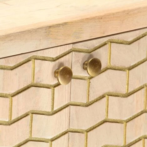 FUHUIDATRADING Buffet Doré 60 X 30 X 70 Cm Bois De Manguier Massif 5 FUHUIDATRADING Buffet Doré 60 X 30 X 70 Cm Bois De Manguier Massif – Image 5