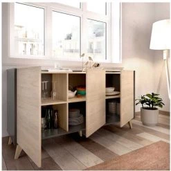 BEFARA BUFFET VINTAGE SENSO - Graphite / Naturel - Graphite / Naturel -Buffet et enfilade Soldes 64373855 3