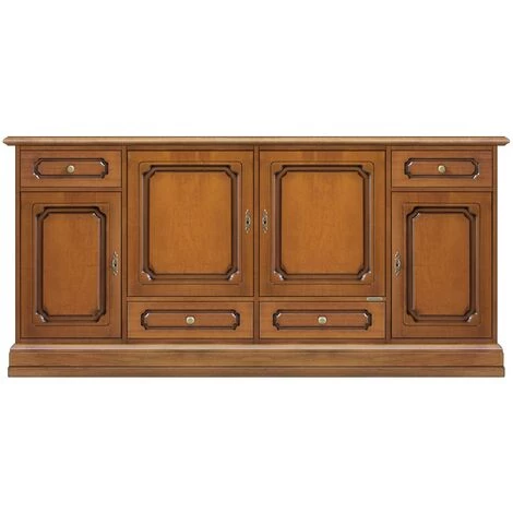 ARTEFERRETTO Buffet 4 Portes Et 4 Tiroirs En Style Classique - Finition Merisier 1 ARTEFERRETTO Buffet 4 Portes Et 4 Tiroirs En Style Classique - Finition Merisier