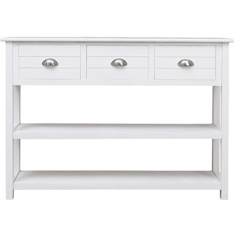 Buffet Blanc 108x30x76 Cm Bois De Paulownia Massif VidaXL 2 Buffet Blanc 108x30x76 Cm Bois De Paulownia Massif VidaXL – Image 2