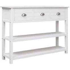 Buffet Blanc 108x30x76 Cm Bois De Paulownia Massif VidaXL 7 Buffet Blanc 108x30x76 Cm Bois De Paulownia Massif VidaXL -Buffet et enfilade Soldes 64441167 3