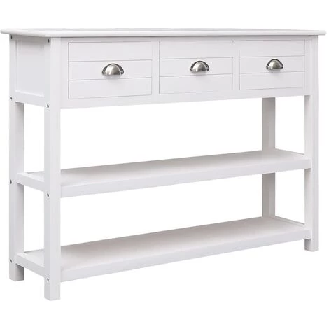 Buffet Blanc 108x30x76 Cm Bois De Paulownia Massif VidaXL 3 Buffet Blanc 108x30x76 Cm Bois De Paulownia Massif VidaXL – Image 3