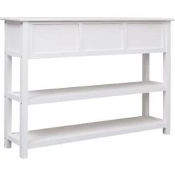 Buffet Blanc 108x30x76 Cm Bois De Paulownia Massif VidaXL 8 Buffet Blanc 108x30x76 Cm Bois De Paulownia Massif VidaXL -Buffet et enfilade Soldes 64441167 4