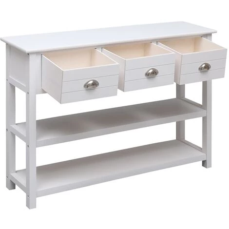 Buffet Blanc 108x30x76 Cm Bois De Paulownia Massif VidaXL 5 Buffet Blanc 108x30x76 Cm Bois De Paulownia Massif VidaXL – Image 5