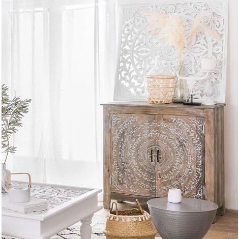 Buffet Avec 2 Portes En Métal Coloris Marron - Longueur 90 X Profondeur 40 X Hauteur 90 Cm - PEGANE - 3 Buffet Avec 2 Portes En Métal Coloris Marron - Longueur 90 X Profondeur 40 X Hauteur 90 Cm - PEGANE - – Image 3