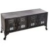 Buffet Avec 4 Portes En Métal Coloris Noir - Longueur 119 X Profondeur 36 X Hauteur 53 Cm - PEGANE -