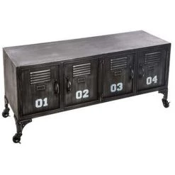 Buffet Avec 4 Portes En Métal Coloris Noir - Longueur 119 X Profondeur 36 X Hauteur 53 Cm - PEGANE -