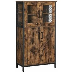 HELLOSHOP26 Meuble De Rangement Buffet Placard Armoire étagères Réglable Meuble De Salle De Bain Cadre En Acier Pour Salon Cuisine Style Industriel 108 Cm Marron Rustique Et Noir - Marron