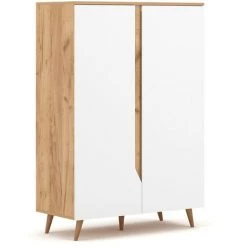 VIVALDI MEBLE Buffet 2 Portes Tue Blanc Et Bois - Blanc - Blanc Et Bois