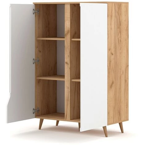 VIVALDI MEBLE Buffet 2 Portes Tue Blanc Et Bois - Blanc - Blanc Et Bois 3 VIVALDI MEBLE Buffet 2 Portes Tue Blanc Et Bois - Blanc - Blanc Et Bois – Image 3
