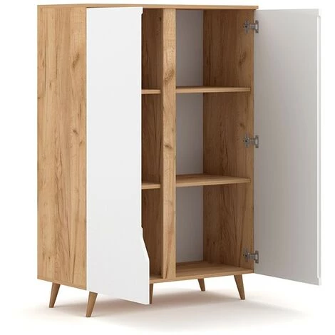 VIVALDI MEBLE Buffet 2 Portes Tue Blanc Et Bois - Blanc - Blanc Et Bois 4 VIVALDI MEBLE Buffet 2 Portes Tue Blanc Et Bois - Blanc - Blanc Et Bois – Image 4