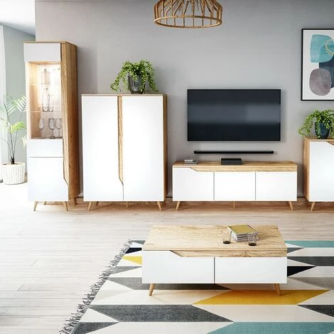 VIVALDI MEBLE Buffet 2 Portes Tue Blanc Et Bois - Blanc - Blanc Et Bois 5 VIVALDI MEBLE Buffet 2 Portes Tue Blanc Et Bois - Blanc - Blanc Et Bois – Image 5