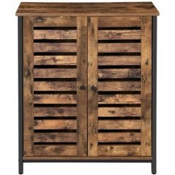 HELLOSHOP26 Placard Meuble De Rangement Buffet Armoire Avec Portes Persiennes Multifonctionnel Salon Chambre Couloir Design Industriel Marron Rustique - Marron -Buffet et enfilade Soldes 64694225 2
