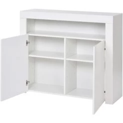 MODERNLUXE Buffet Meuble De Rangement Blanc Avec Lumière LED Meuble TV Avec 2 Portes Pour Salon Couloir Salle à Manger 8 MODERNLUXE Buffet Meuble De Rangement Blanc Avec Lumière LED Meuble TV Avec 2 Portes Pour Salon Couloir Salle à Manger -Buffet et enfilade Soldes 64694589 4