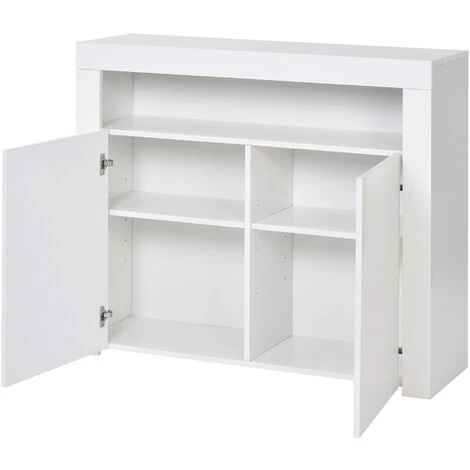 MODERNLUXE Buffet Meuble De Rangement Blanc Avec Lumière LED Meuble TV Avec 2 Portes Pour Salon Couloir Salle à Manger 4 MODERNLUXE Buffet Meuble De Rangement Blanc Avec Lumière LED Meuble TV Avec 2 Portes Pour Salon Couloir Salle à Manger – Image 4