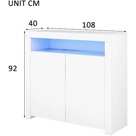 MODERNLUXE Buffet Meuble De Rangement Blanc Avec Lumière LED Meuble TV Avec 2 Portes Pour Salon Couloir Salle à Manger 5 MODERNLUXE Buffet Meuble De Rangement Blanc Avec Lumière LED Meuble TV Avec 2 Portes Pour Salon Couloir Salle à Manger – Image 5