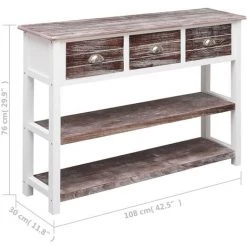 VidaXL Buffet Marron Antique 108x30x76 Cm Bois De Paulownia Massif - Brun -Buffet et enfilade Soldes 64707835 3