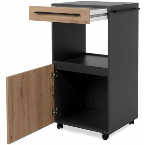 Finori Armoire De Rangement Roulante Palma 35A Gris Anthracite / Chêne - Multicolore 3 Finori Armoire De Rangement Roulante Palma 35A Gris Anthracite / Chêne - Multicolore – Image 3