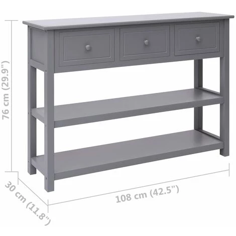 VidaXL Buffet Gris 108x30x76 Cm Bois De Paulownia Massif - Gris 3 VidaXL Buffet Gris 108x30x76 Cm Bois De Paulownia Massif - Gris – Image 3