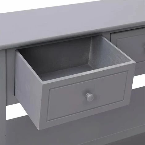 VidaXL Buffet Gris 108x30x76 Cm Bois De Paulownia Massif - Gris 5 VidaXL Buffet Gris 108x30x76 Cm Bois De Paulownia Massif - Gris – Image 5