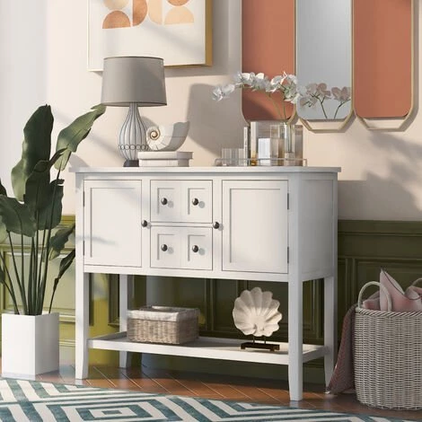 Table Console Avec étagère, Table D'appoint, Table De Canapé Moderne, Stabilisation, Montage Facile, Bois Blanc, 105*38*96cm,LBF 1 Table Console Avec étagère, Table D'appoint, Table De Canapé Moderne, Stabilisation, Montage Facile, Bois Blanc, 105*38*96cm,LBF