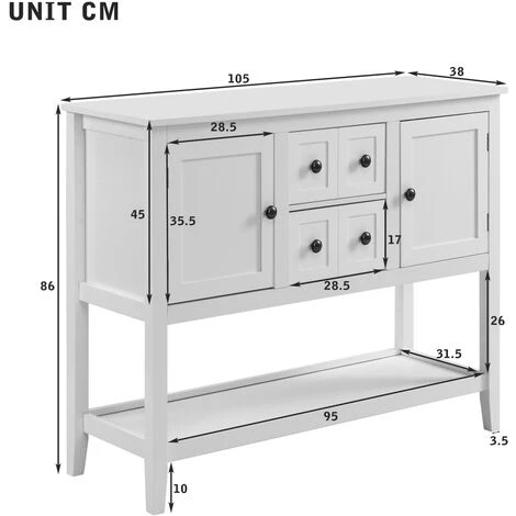 Table Console Avec étagère, Table D'appoint, Table De Canapé Moderne, Stabilisation, Montage Facile, Bois Blanc, 105*38*96cm,LBF 3 Table Console Avec étagère, Table D'appoint, Table De Canapé Moderne, Stabilisation, Montage Facile, Bois Blanc, 105*38*96cm,LBF – Image 3
