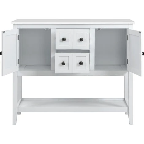 Table Console Avec étagère, Table D'appoint, Table De Canapé Moderne, Stabilisation, Montage Facile, Bois Blanc, 105*38*96cm,LBF 4 Table Console Avec étagère, Table D'appoint, Table De Canapé Moderne, Stabilisation, Montage Facile, Bois Blanc, 105*38*96cm,LBF – Image 4