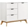 CASARIA Buffet Borneo En Bois Massif Style Scandinave Meuble De Rangement 96 X 40 X 79 Cm Avec 3 Tiroirs 1 Porte Blanc Bois 96x79x40cm - Weiß-natur (de)