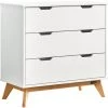 CASARIA Commode Borneo En Bois Massif Style Scandinave Meuble De Rangement 80 X 40 X 79 Cm Buffet Avec 3 Tiroirs Blanc Bois 80x79x40cm - Weiß-natur (de)