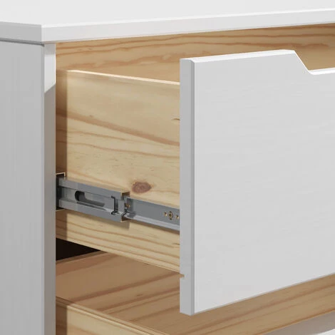 CASARIA Commode Borneo En Bois Massif Style Scandinave Meuble De Rangement 80 X 40 X 79 Cm Buffet Avec 3 Tiroirs Blanc Bois 80x79x40cm - Weiß-natur (de) 3 CASARIA Commode Borneo En Bois Massif Style Scandinave Meuble De Rangement 80 X 40 X 79 Cm Buffet Avec 3 Tiroirs Blanc Bois 80x79x40cm - Weiß-natur (de) – Image 3