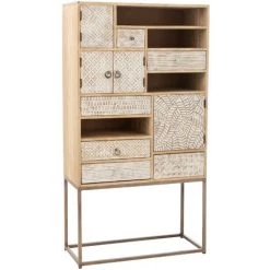 LES TENDANCES Bahut 10 Tiroirs Bois Beige Lilas L 85 Cm