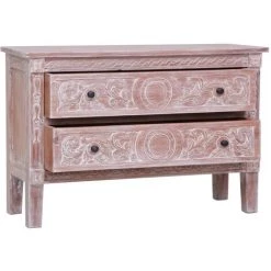 PESCE Buffet Avec 2 Tiroirs 90x30x60 Cm Bois D'acajou Massif -Buffet et enfilade Soldes 64871929 2