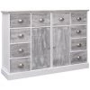 PESCE Buffet Avec 10 Tiroirs Gris 113 X 30 X 79 Cm Bois