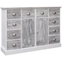 PESCE Buffet Avec 10 Tiroirs Gris 113 X 30 X 79 Cm Bois