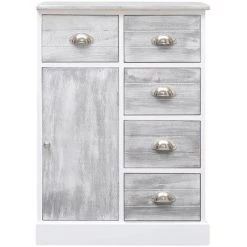 PESCE Buffet Avec 10 Tiroirs Gris 113 X 30 X 79 Cm Bois -Buffet et enfilade Soldes 64872018 5