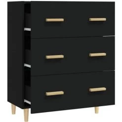 VidaXL Buffet Noir 70x34x90 Cm Bois D'ingénierie - Noir -Buffet et enfilade Soldes 64876531 4
